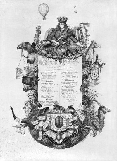 Grand Diner Parisien, Menu Displayed During the Siege of Paris by Felix Jean Gauchard